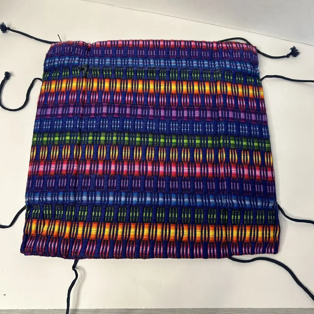 Guatemala Handmade Woven ARTISAN Multicolor‎ Bread Basket With Tie Corners